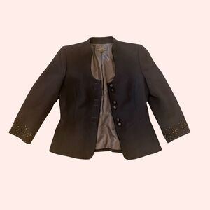 Elie Tahari Black Blazer with Embellished Cuffs